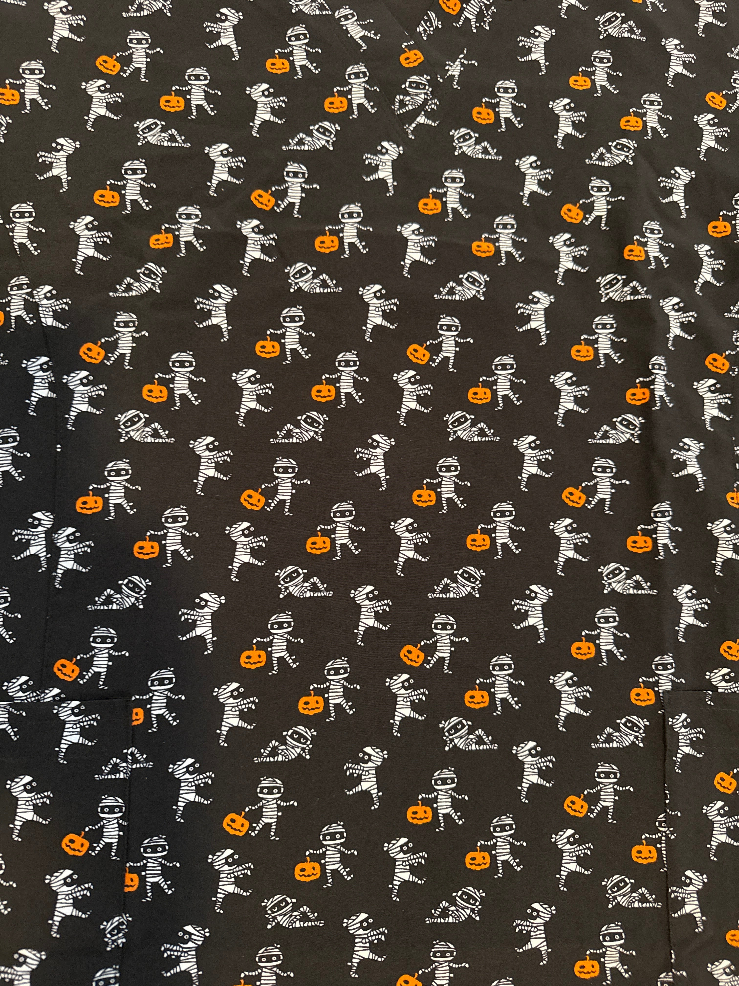 Maevn Women's Halloween Stretch V-Neck Print Scrub Top