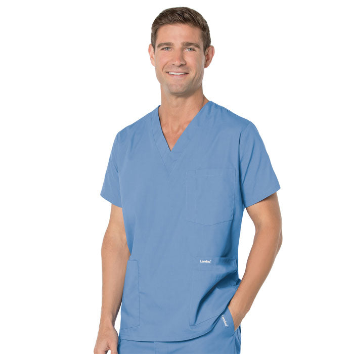 Landau Men's 5-Pocket STRETCH V-Neck Scrub Top