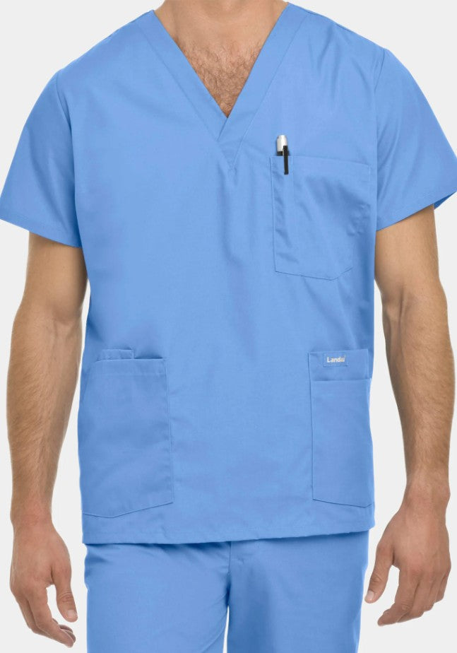 Landau Men's 5-Pocket STRETCH V-Neck Scrub Top