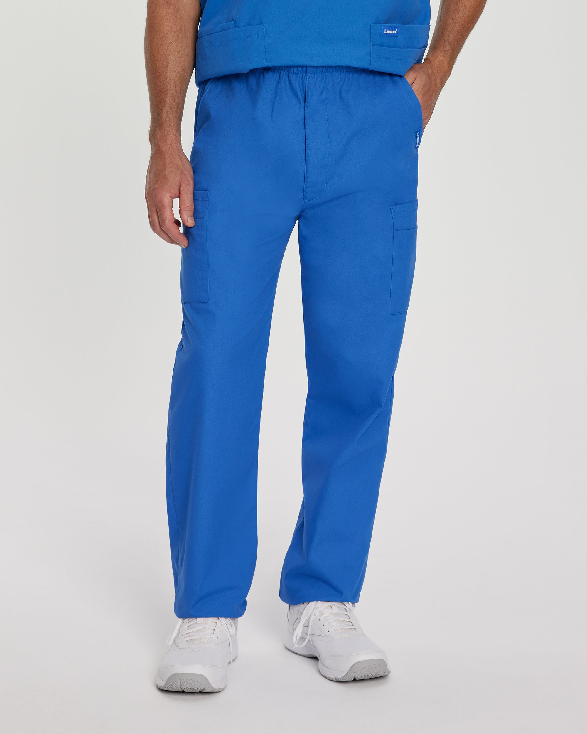 Landau Essentials Men's Breathable Straight Leg 7 Pocket Cargo Scrub Pants