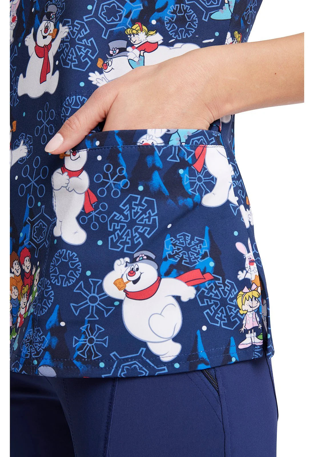 Frosty The Snowman Cherokee Tooniforms Christmas V Neck Scrub Top