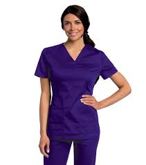 All Day by Landau Women's Mechanical Stretch Two Pocket V-Neck Scrub Top