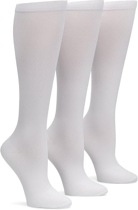 Nurse Mates Women's Compression Socks | 12-14 mm/Hg | Over the Calf | White | One Size