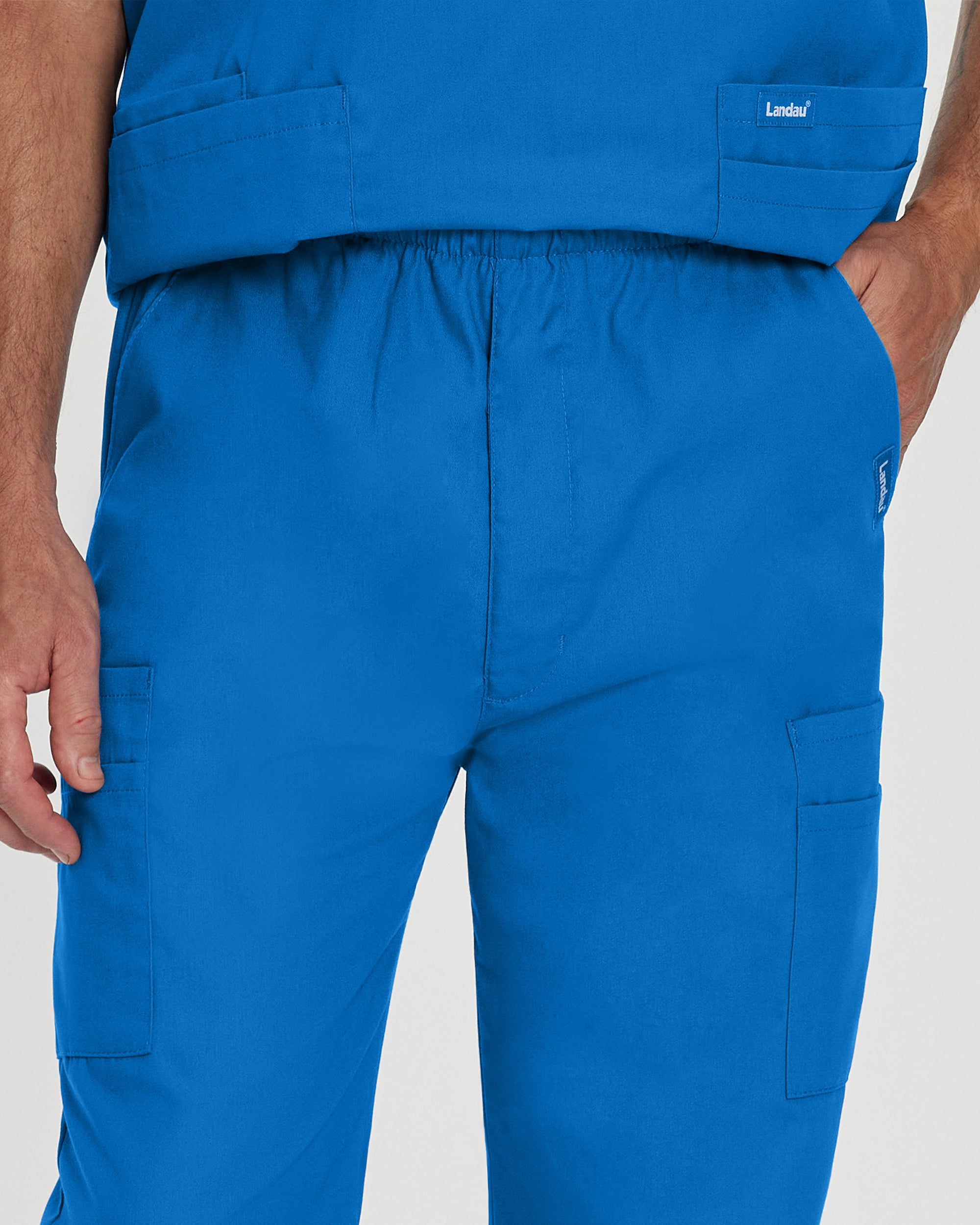 Landau Essentials Men's Breathable Straight Leg 7 Pocket Cargo Scrub Pants