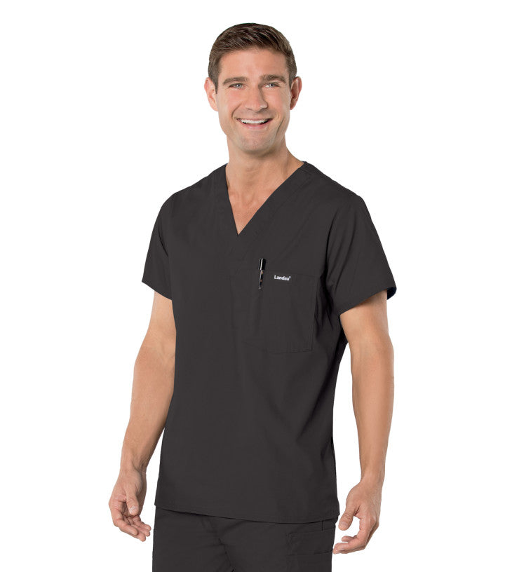 Landau Essentials Men’s 1-Pocket V-Neck Scrub Top