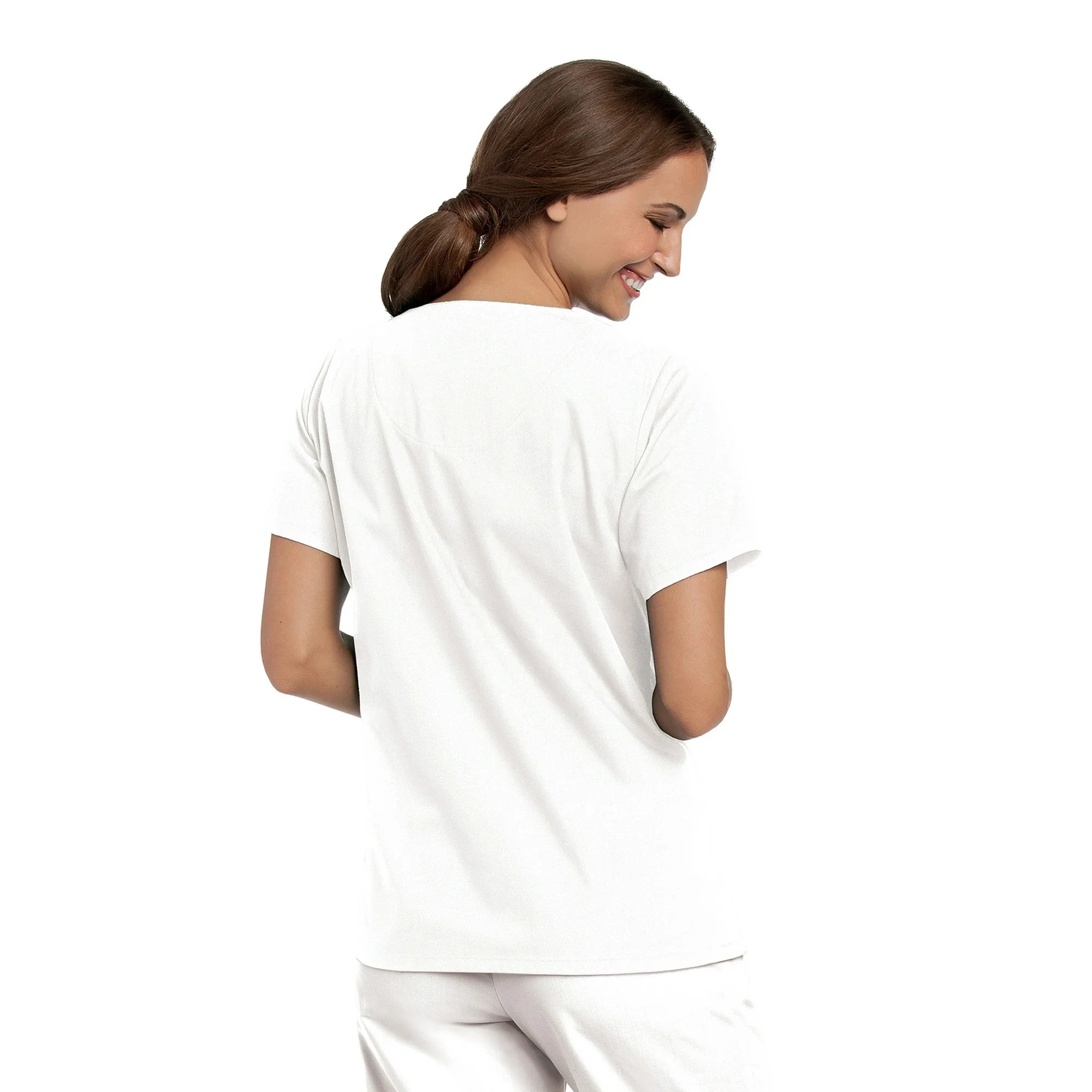 Landau Essentials Women's 4-Pocket V-Neck Scrub Top