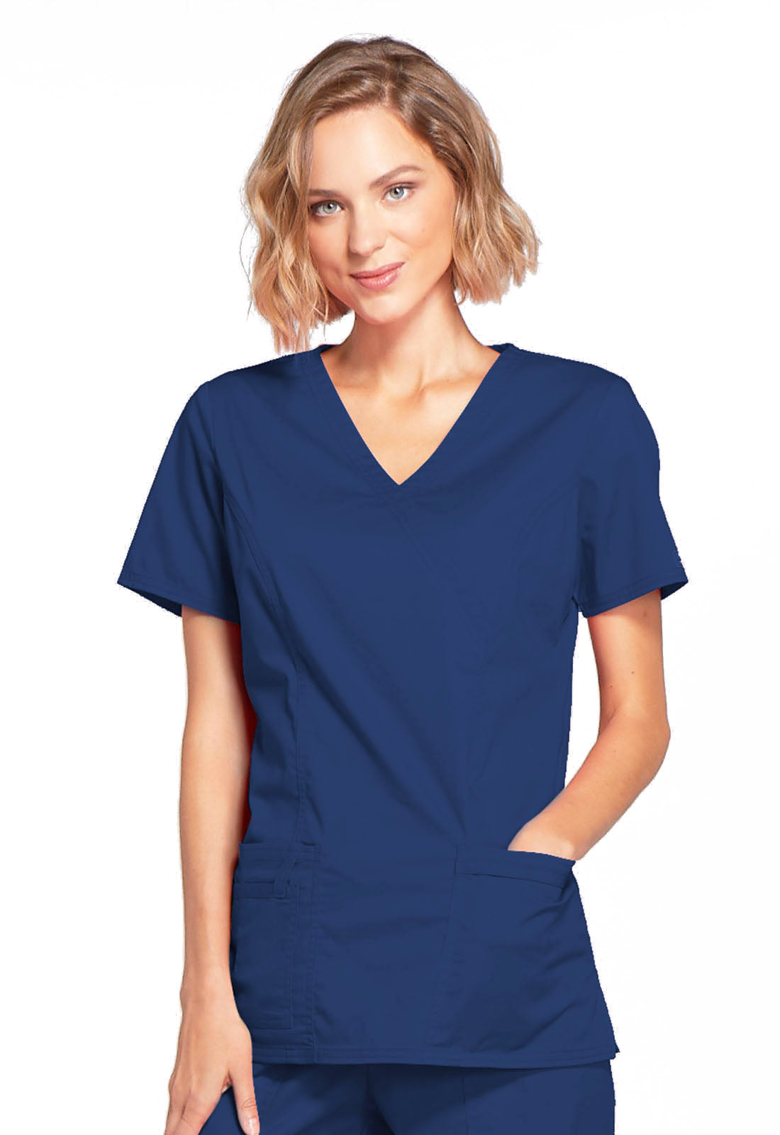 Cherokee WW Core Stretch Mock Wrap Top - Navy