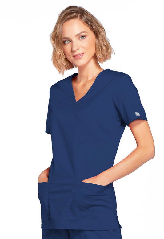Cherokee WW Core Stretch Mock Wrap Top - Navy