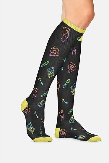Cherokee Women's 10-15mmHg Compression Socks – Fun Print Knee Highs with