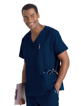 Landau Men's 5-Pocket STRETCH V-Neck Scrub Top