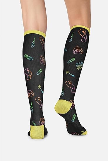 Cherokee Women's 10-15mmHg Compression Socks – Fun Print Knee Highs with Light Support, Soft Feel - PRINTSUPPORT