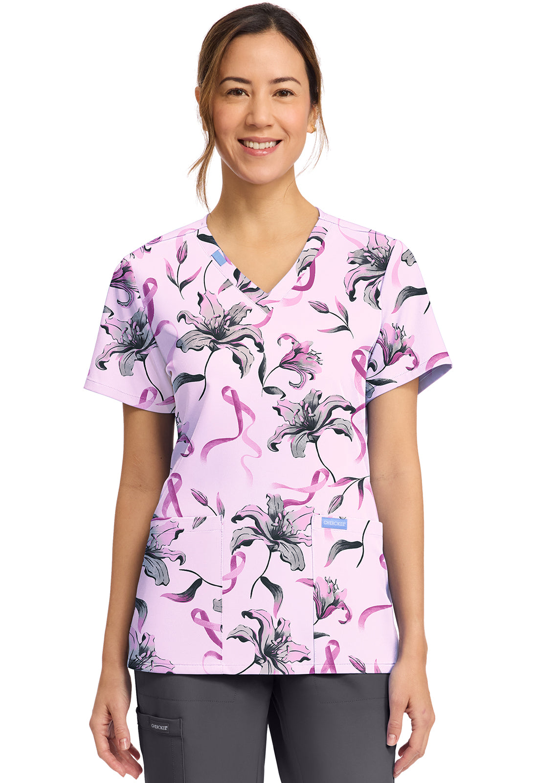 Cherokee Loving Lilies Women's Print V-Neck Top