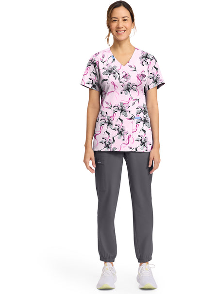Cherokee Loving Lilies Women's Print V-Neck Top