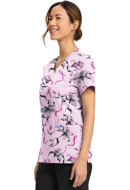 Cherokee Loving Lilies Women's Print V-Neck Top
