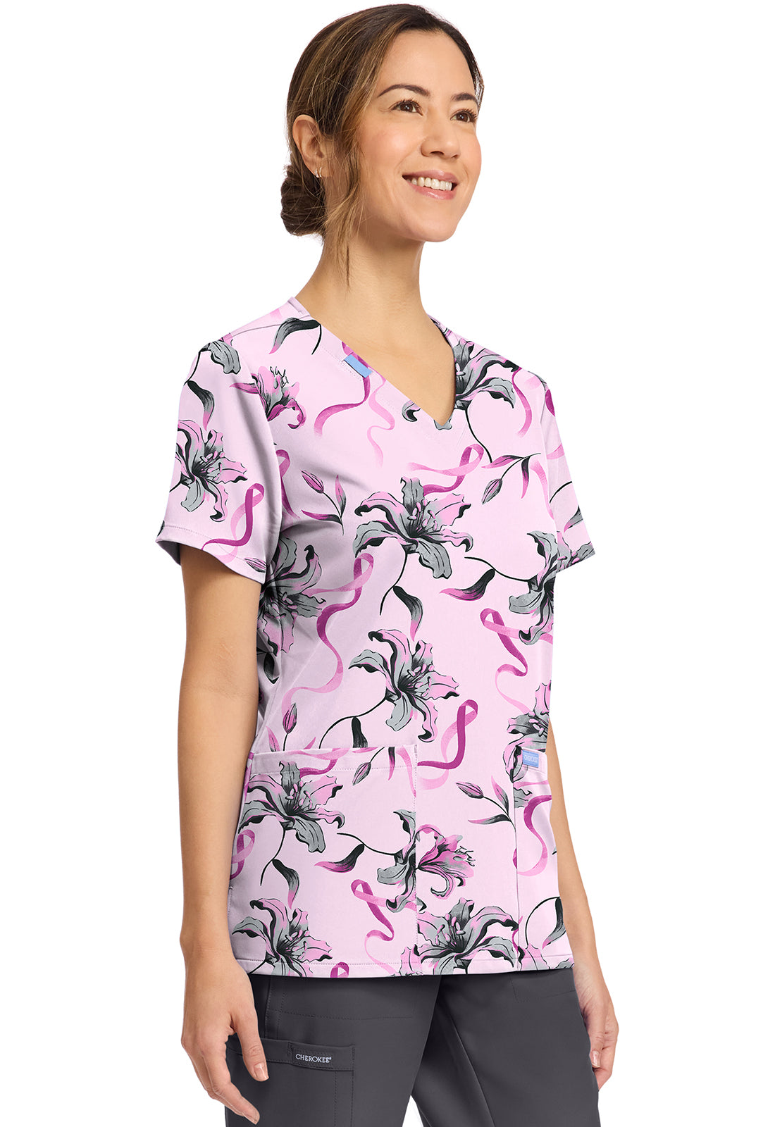 Cherokee Loving Lilies Women's Print V-Neck Top