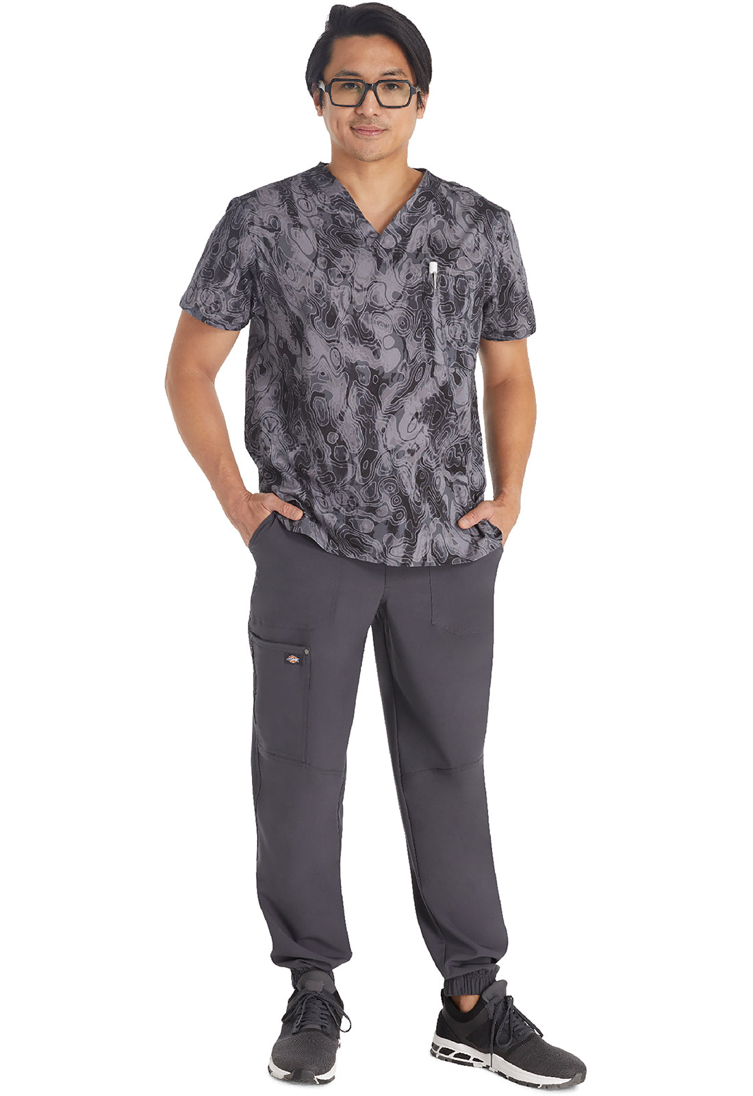Dickies Tonal Topography Men's V-Neck Top - DISCONTINED ITEM - ALL SALES FINAL