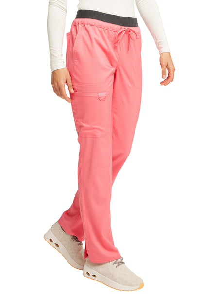 Cherokee WW Revolution Mid Rise Tapered Leg Drawstring Pant - Pink Melon