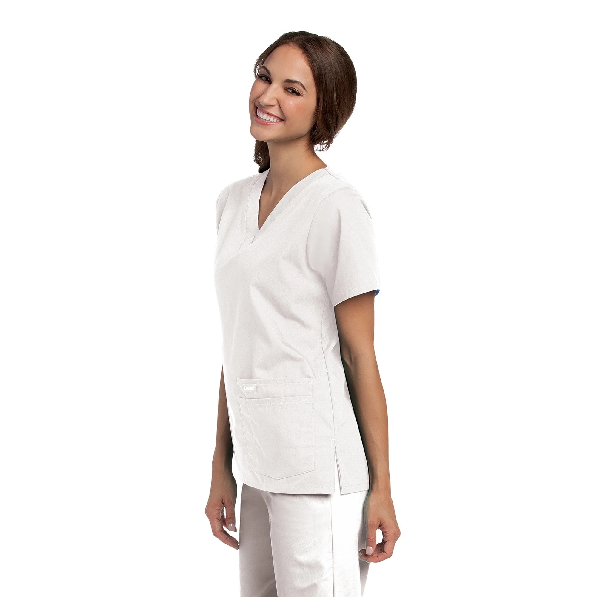 Landau Essentials Women's 4-Pocket V-Neck Scrub Top