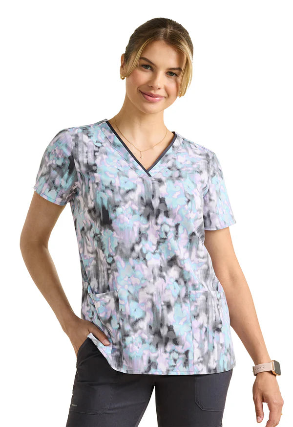 Healing Hands Purple Label Color Flow Printed Amanda Scrub Tops