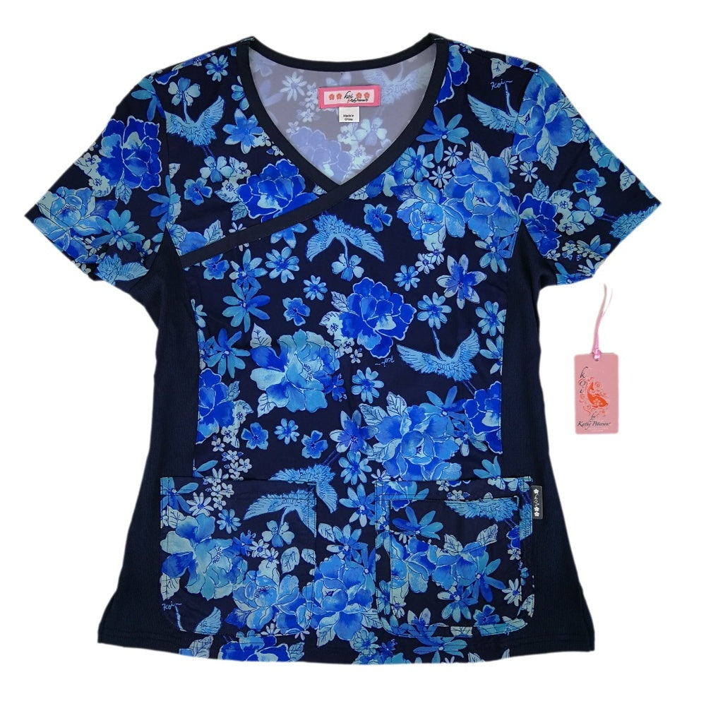 Koi Scrub Top Lucky Cranes