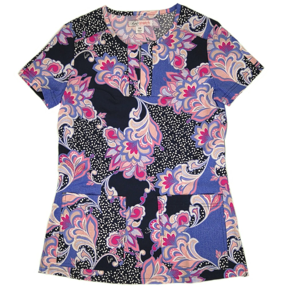 Koi Stretch Tanya Women's Print Scrub Top – Romantic Floral
