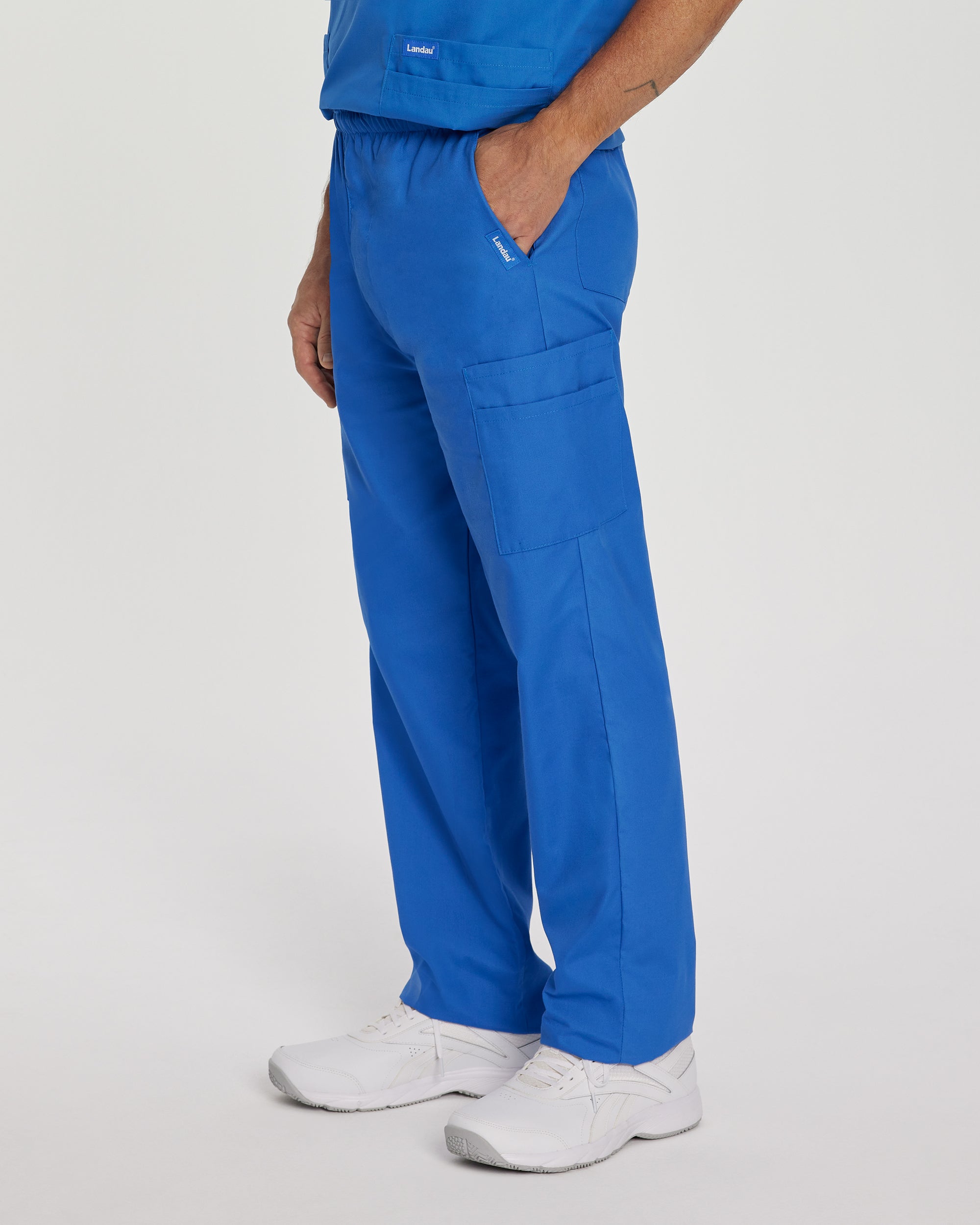 Landau Essentials Men's Breathable Straight Leg 7 Pocket Cargo Scrub Pants